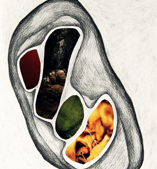 Mariya Boyanova Kunst Zeichnung Collage Papier- Zellen Stein